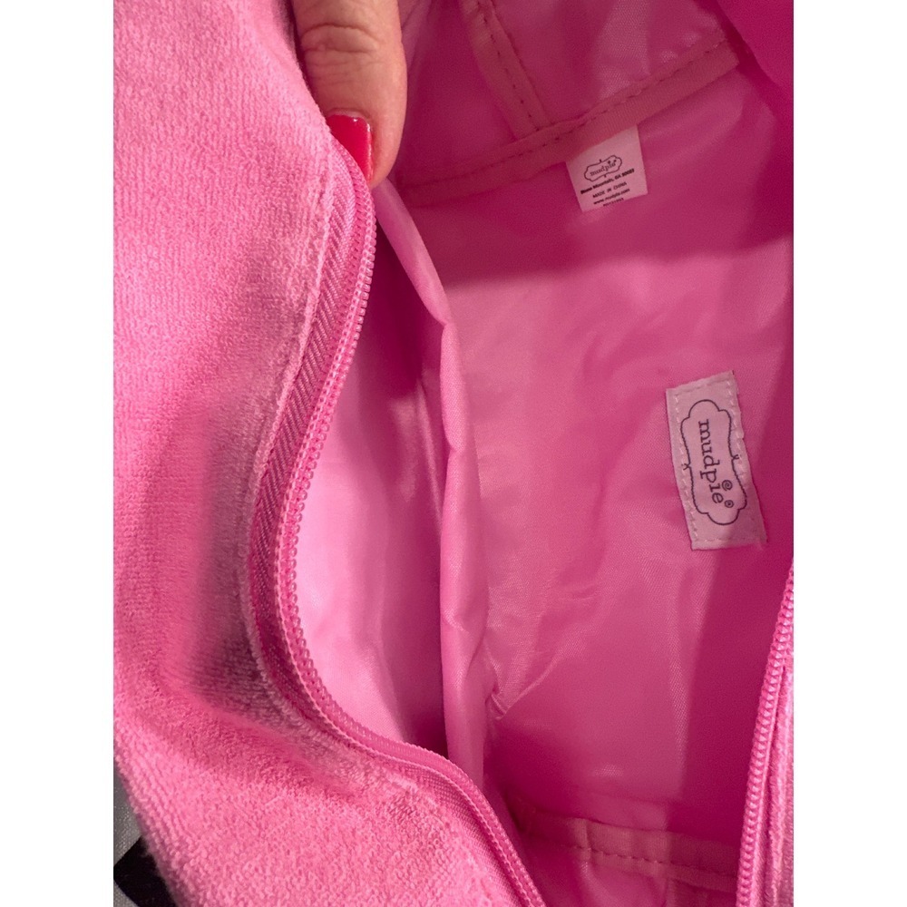 Mud Pie Pink Terry Cloth Cosmetic Bag Pouch GLAM Embroidered Makeup Organizer - Picture 3 of 5